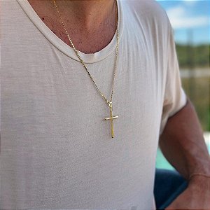Pingente Cruz Abaulada 4cm Folheado a ouro 18K