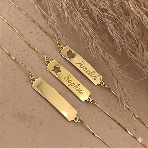 Pulseira Infantil Placa Nome Veneziano