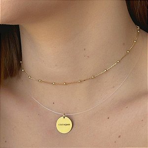 Colar Nylon Coragem Folheado a Ouro 18k