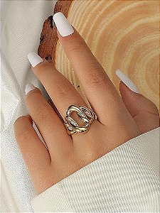 Anel Elos Orgânicos Folheado a Ouro 18k