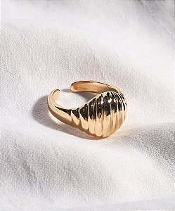 Anel Croissant Fios Retos Reguláveis Folheado a Ouro 18k