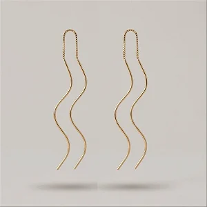 Brinco Fio Duplo Cascata Folheado a Ouro 18k