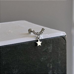 Piercing Arco Cravejado e Estrela Lisa