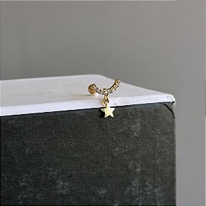 Piercing Arco Cravejado e Estrela Lisa