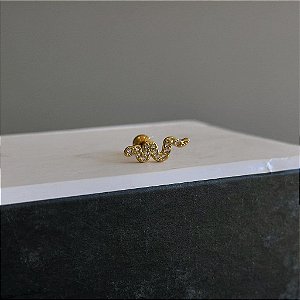 Piercing Cobra Cravejada Alongada Folheado a Ouro 18k