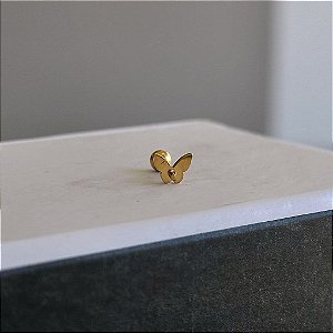 Piercing Borboleta Lisa Folheado a Ouro 18k