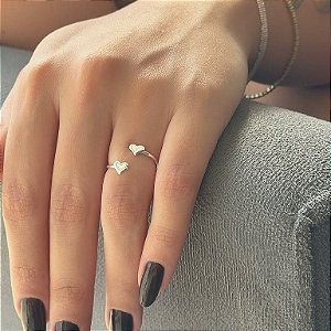 Anel Regulável Corações Lisos Folheado a Prata 925