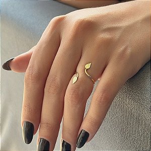 Anel Regulável Folhas Folheado a Ouro 18k