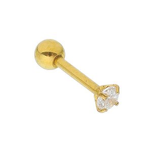 Piercing ponto de luz Zircônia 6mm Folheado a Ouro 18k
