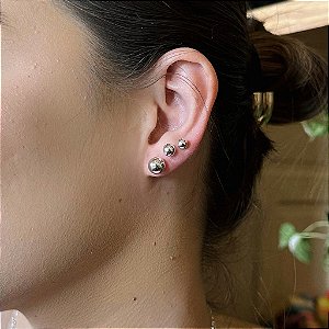 Trio Bolinha Folheado a Prata 925