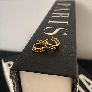 Brinco Argola Fio Trançado Corrente G Folheado a ouro 18K