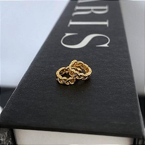 Brinco Argola Fio Trançado Corrente P Folheado a ouro 18K