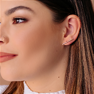 Brinco Earcuff Palito Fio Tubo Folheado a Ouro 18k