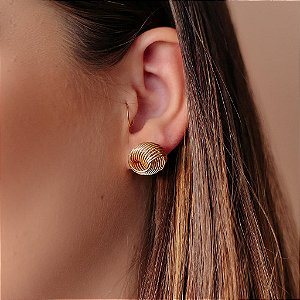 Brinco Ninho Circular Folheado a Ouro 18k