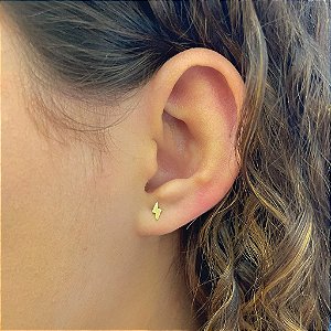 Brinco Raio Liso Folheado a Ouro 18k