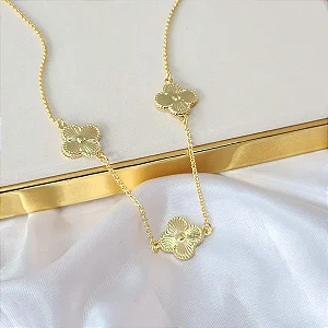 Colar 3 Trevos Vintage Alhambra Folheado a Ouro 18k
