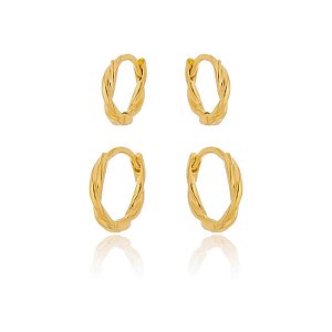 Duo de Argolas Fio Torcido Folheado a Ouro 18k