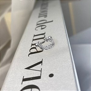 Piercing 2 em 1 Meia Argola Fio Liso e Fio Cravejado Folheado a Prata 925