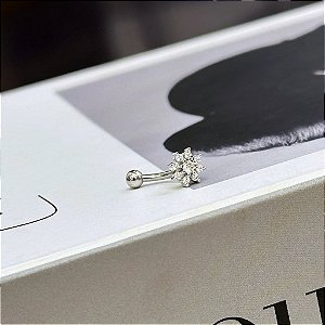 Piercing Bananinha Florzinha 8 pontas Banhado a Prata 925
