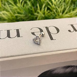 Piercing Coração Cravejado Vazado Steel