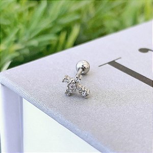 Piercing Cruz Cravejada Folheado a Prata 925