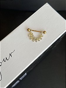 Piercing de Mamilo Folhagens Folheado a Ouro 18k