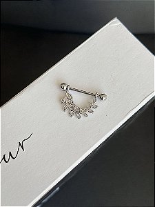Piercing de Mamilo Folhagens Folheado a Prata 925