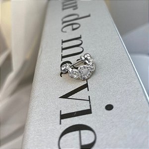 Piercing Meia Argola Helix Corações Lisos e Cravejado Folheado a Prata 925