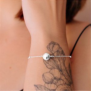Pulseira Correntinha Bolinhas e Esfera Folheada a Prata 925
