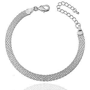 Pulseira Malha Trançada Folheado a Prata 925