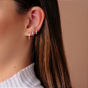 Trio de Argolas Fio Torcido Folheado a Prata 925