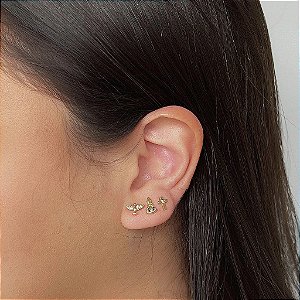 Trio de Brincos Fé Folheado a Ouro 18k
