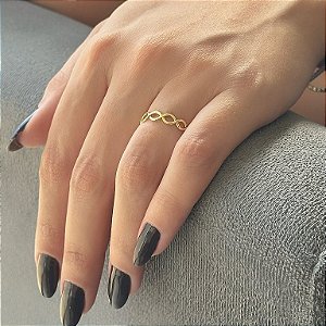 Anel Fios Entrelaçados Lisos Folheado a Ouro 18k