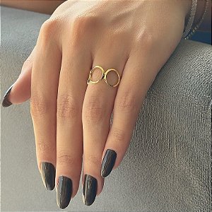 Anel Circulos Vazados Folheado a Ouro 18k
