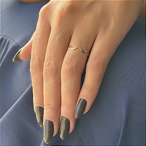 Anel Aro Ondulado Folheado a Ouro 18k