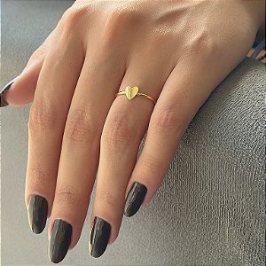Anel Aro Fino Coração Liso Folheado a Ouro 18k
