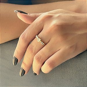 Anel Aparador Zircônia Coração Folheado a Ouro 18k