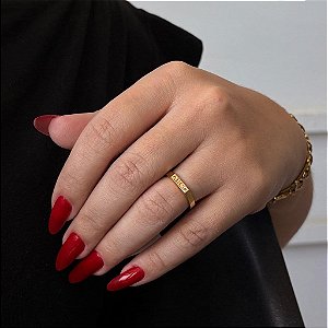 Anel ABC Quadrado Zircônia Folheado a Ouro 18k