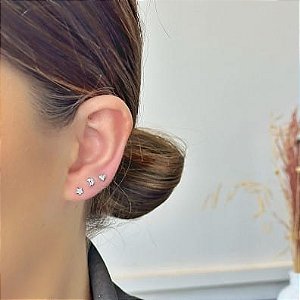 Trio Coração Lua E Estrela Folheado a Prata 925