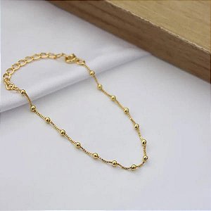Pulseira Veneziano Bolinhas Folheado a Ouro 18k