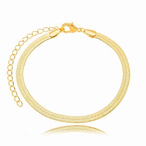 Pulseira Fita Heringbone Folheada a Ouro 18k