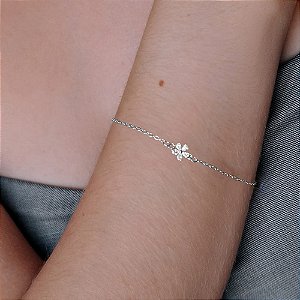 Pulseira Correntinha Pingente Flor Zircônias Folheado a Prata 925