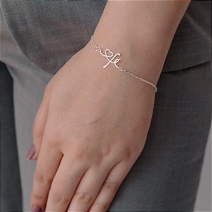 Pulseira Correntinha Fé e Coração Vazado Folheado a Prata 925