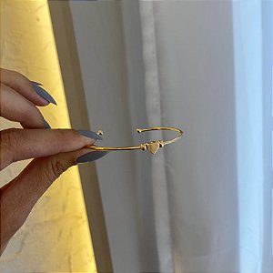 Bracelete Aberto Coração e Bolinhas Folheado a Ouro 18K