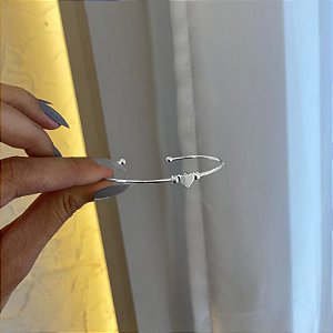 Bracelete Aberto Coração e Bolinhas Folheado a Prata 925