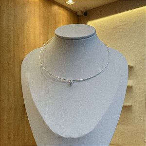 Choker Aro Coração Cristal Folheado a Prata 925