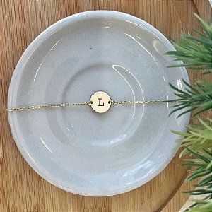 Pulseira Personalizada Moeda 2 Furos Menor Folheado a ouro 18K