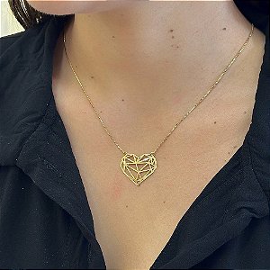 Colar Coração Geométrico Grande