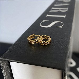 Brinco Argola Fio Trançado Corrente M Folheado a Ouro 18K