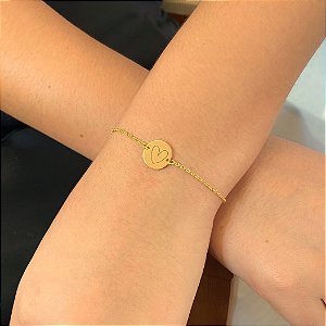 Pulseira Personalizada Moeda Folheada a Ouro 18k